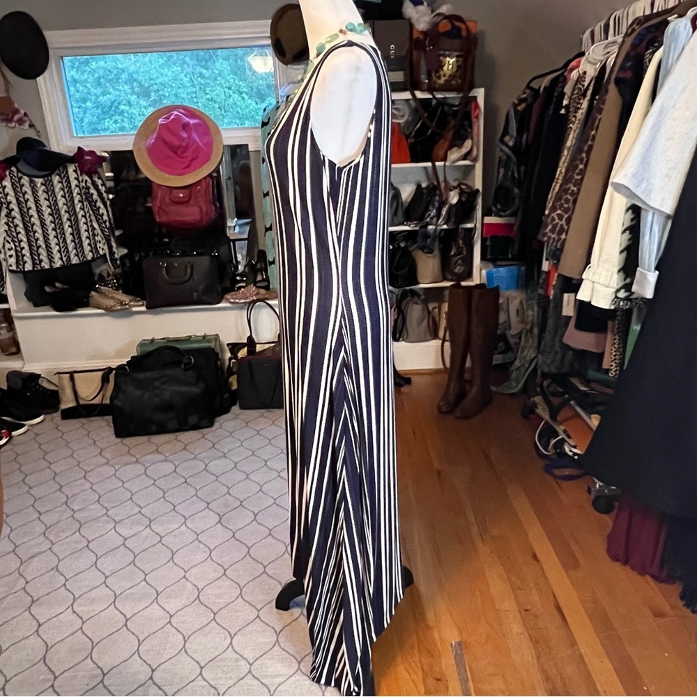 Tommy Bahama Anoche Sleeveless Stripe Shift HI-LOW Maxi Dress Sz M - Picture 3 of 14